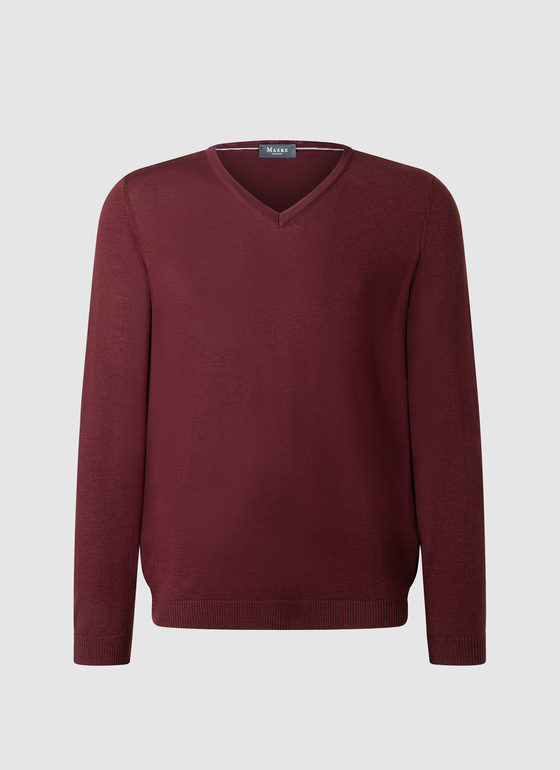 Pullover V-Ausschnitt 1/1 Arm Barolo Wine Frontansicht