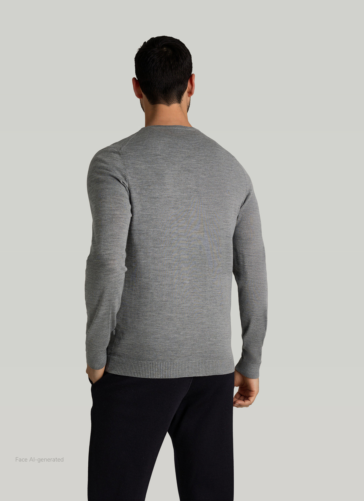 Pullover V-Ausschnitt 1/1 Arm, Shark Skin Rückansicht
