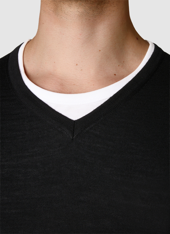 Pullover V-Ausschnitt 1/1 Arm Black Frontansicht