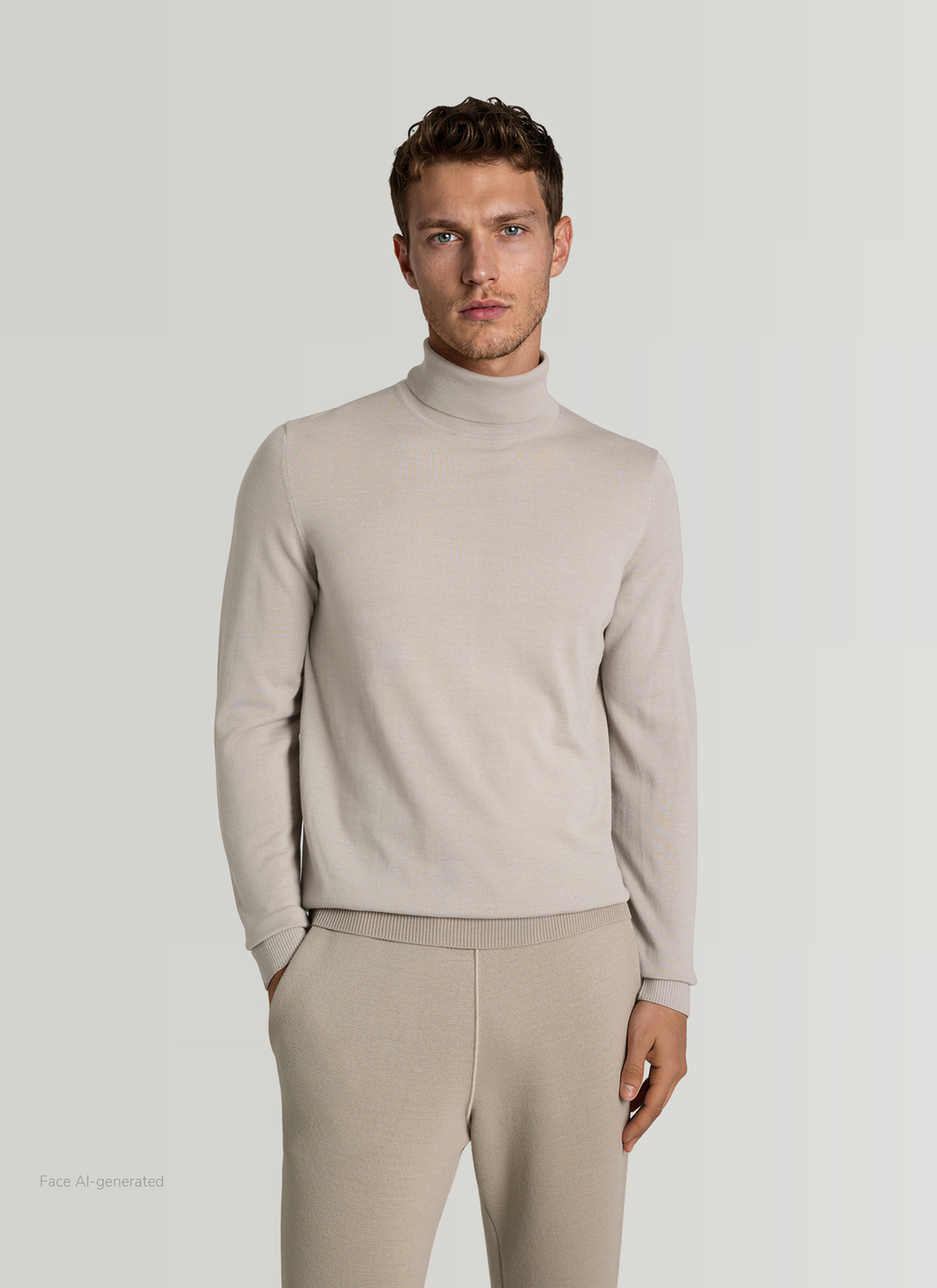 Pullover Rollkragen 1/1 Arm, Mascarpone Cream Frontansicht