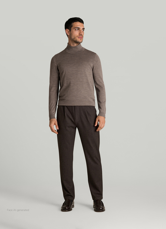 Pullover Rollkragen 1/1 Arm Brownie Frontansicht