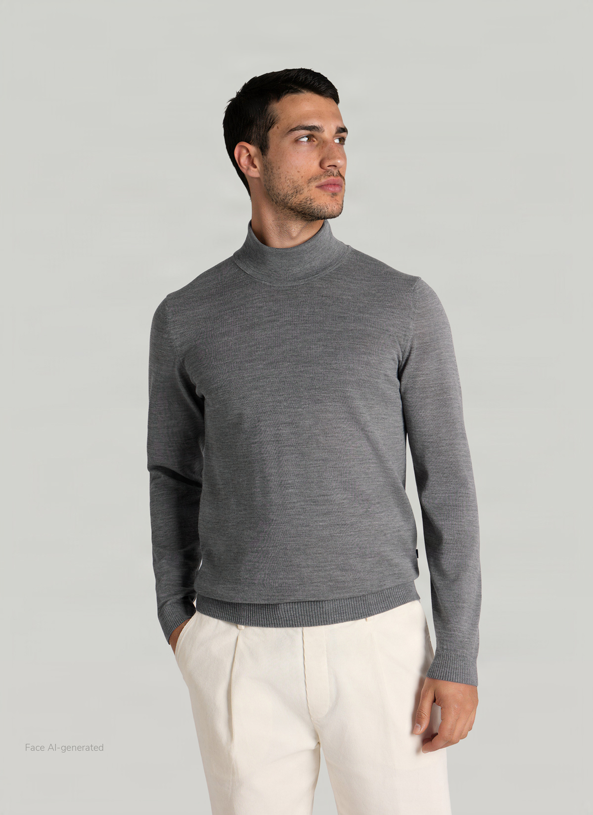 Pullover Rollkragen 1/1 Arm, Shark Skin Frontansicht