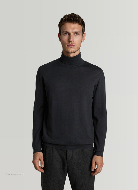 Pullover Rollkragen 1/1 Arm Black Frontansicht