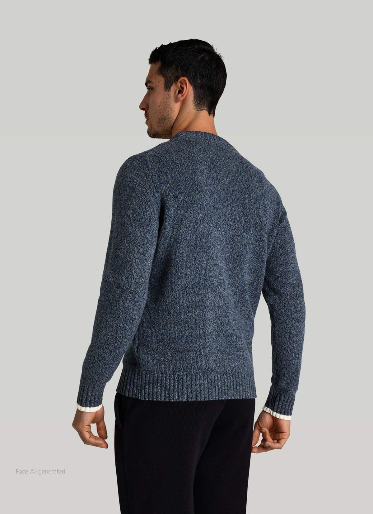 Pullover Rundhals 1/1 Arm, Nimes Blue Rückansicht