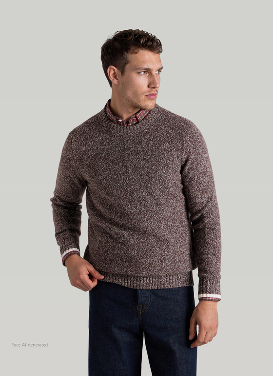 Pullover Rundhals 1/1 Arm Mellow Cherry Frontansicht
