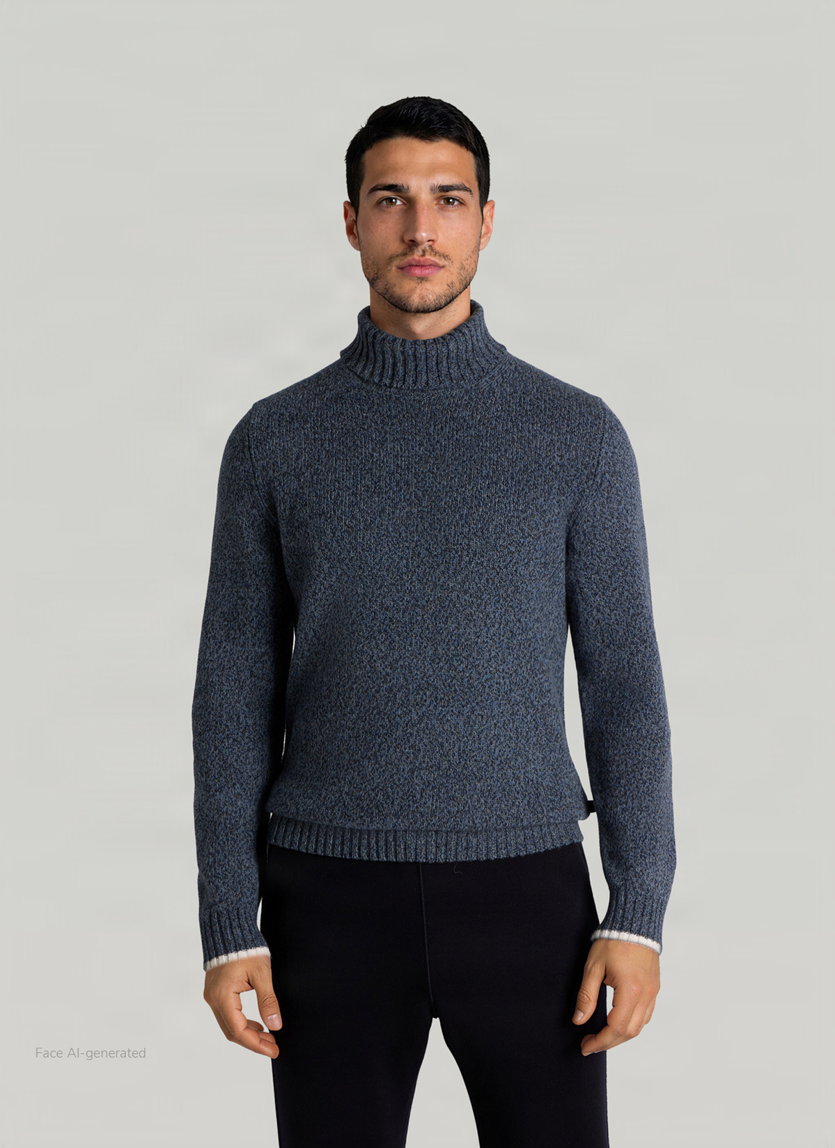 Pullover Rollkragen 1/1 Arm, Nimes Blue Frontansicht