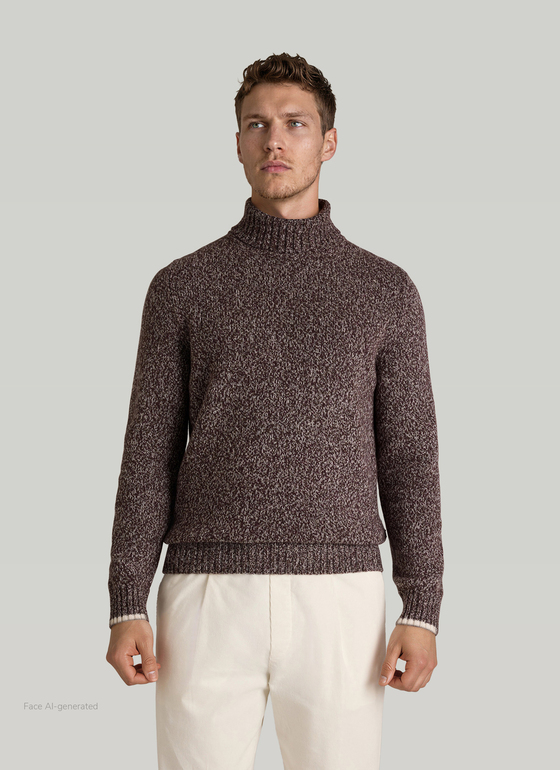 Pullover Rollkragen 1/1 Arm Mellow Cherry Frontansicht