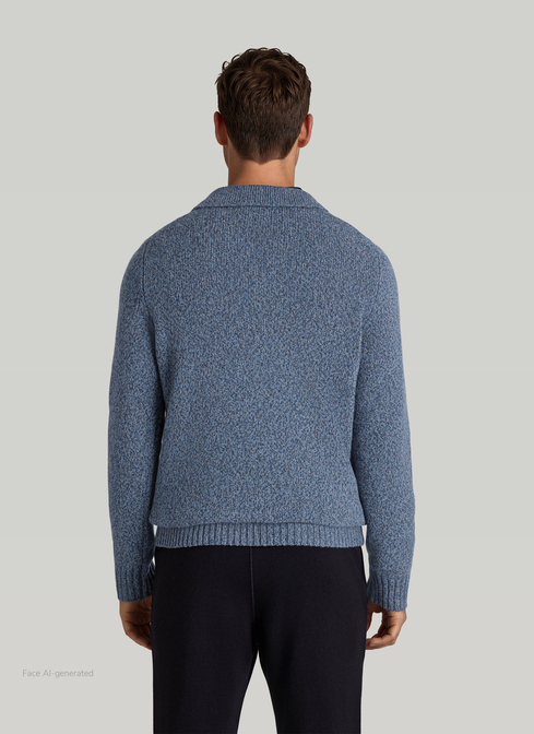 Pullover Polokragen Knopf 1/1 Arm, Nimes Blue Rückansicht