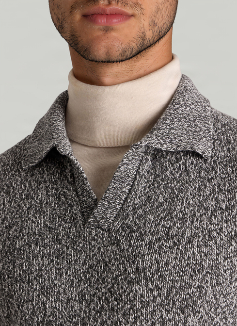 Pullover Polokragen Knopf 1/1 Arm, Shark Skin Detailansicht 1