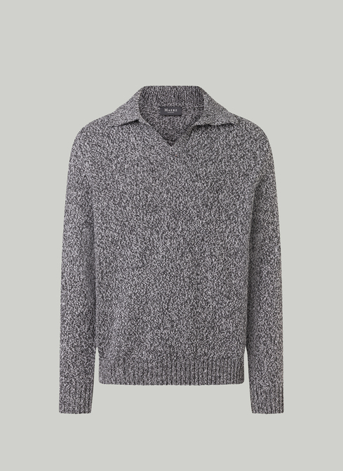 Pullover Polokragen Knopf 1/1 Arm, Shark Skin 