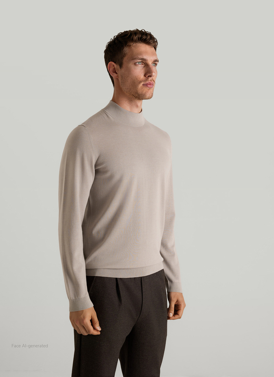 Pullover Rollkragen 1/1 Arm Mascarpone Cream Frontansicht