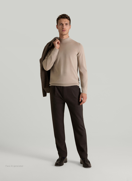 Pullover Rollkragen 1/1 Arm Mascarpone Cream Frontansicht
