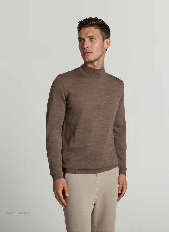 Pullover Rollkragen 1/1 Arm Brownie Frontansicht