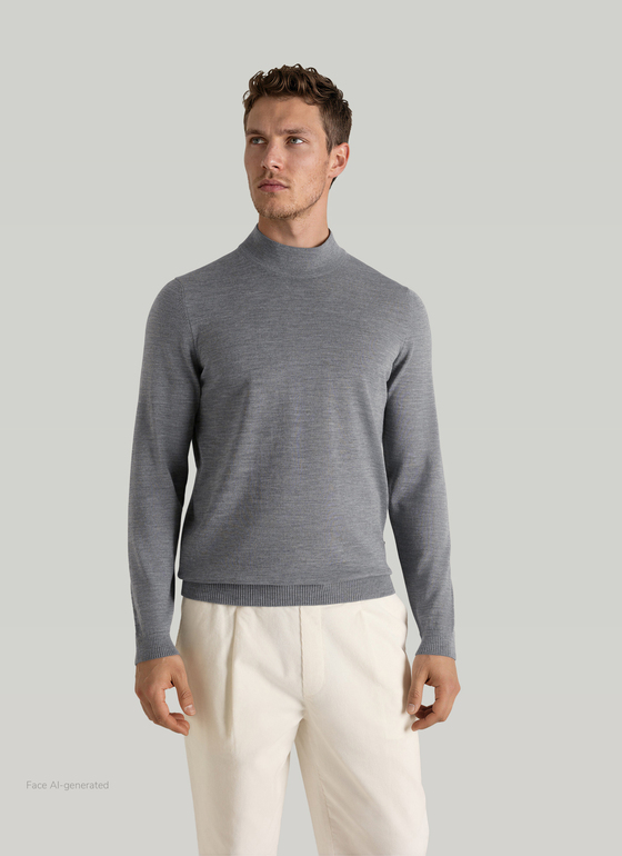 Pullover Rollkragen 1/1 Arm Shark Skin Frontansicht