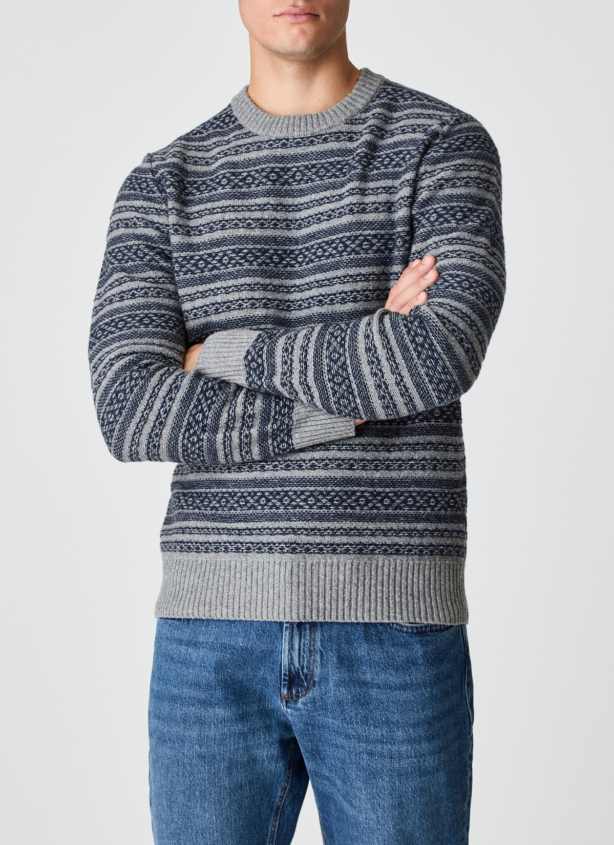 Pullover Rundhals 1/1 Arm, Mercury Grey Frontansicht