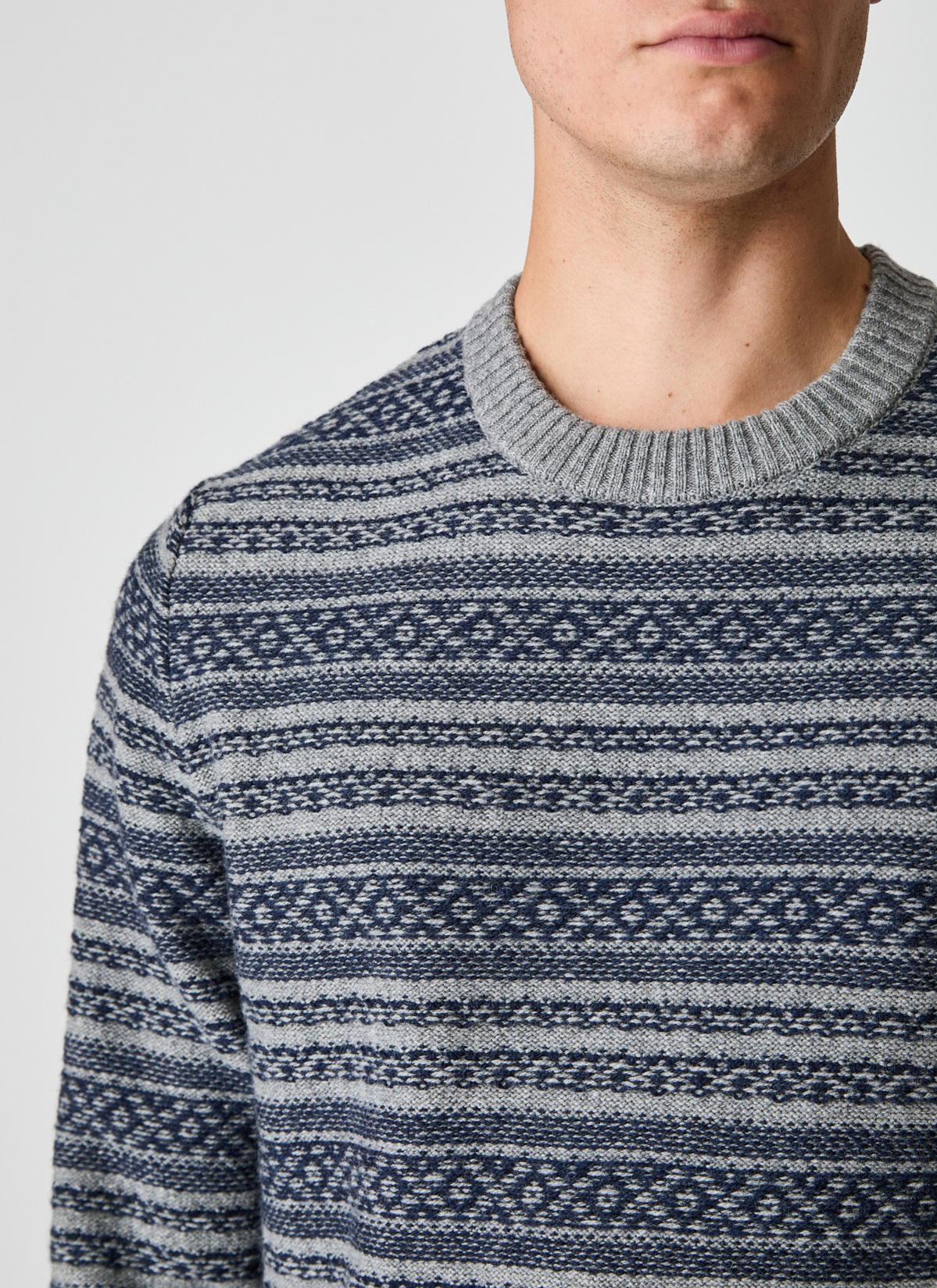 Pullover Rundhals 1/1 Arm, Mercury Grey Detailansicht 2