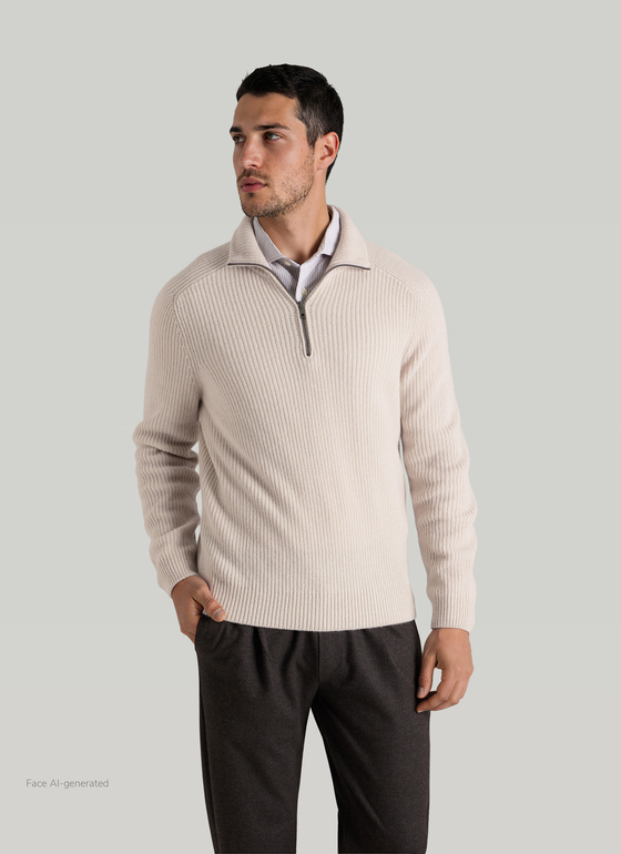 Pullover Troyer 1/1 Arm Autumn Stone Frontansicht