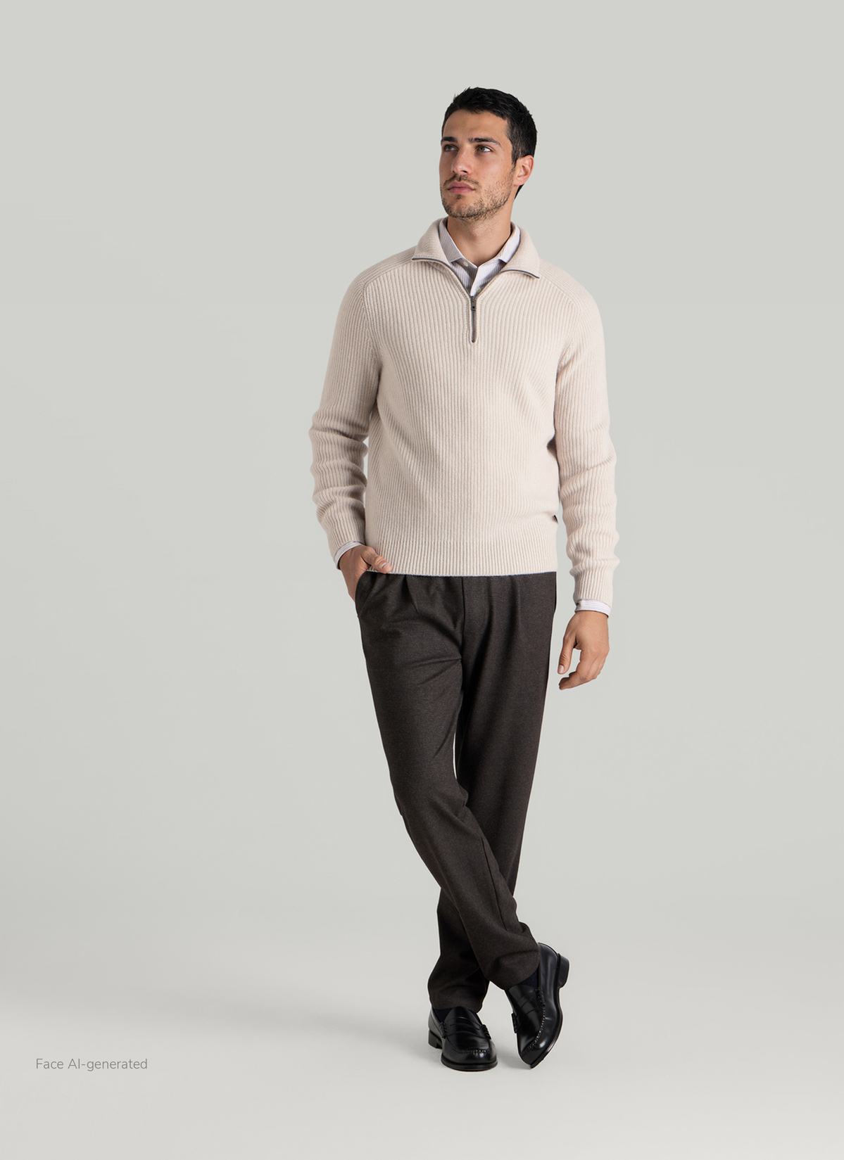 Pullover Troyer 1/1 Arm, Autumn Stone Detailansicht 2