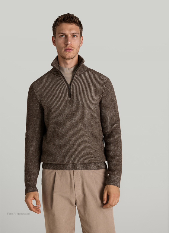 Pullover Troyer 1/1 Arm Brownie Frontansicht