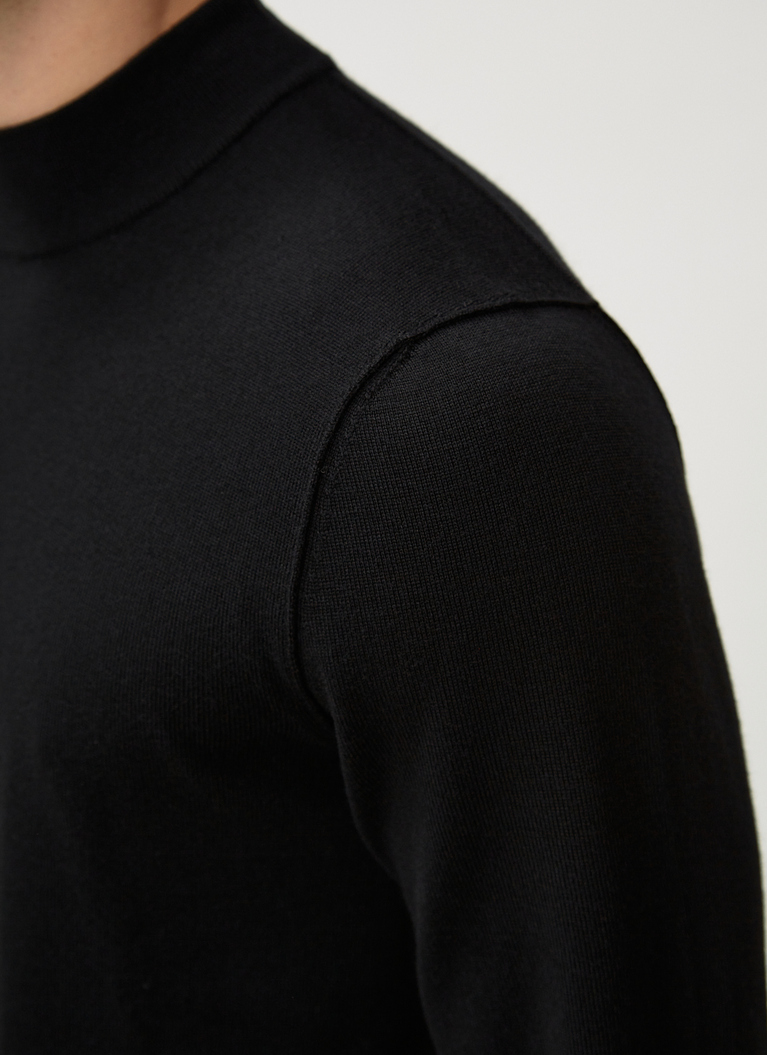 Pullover Stehkragen 1/1 Arm, Black Detailansicht 2