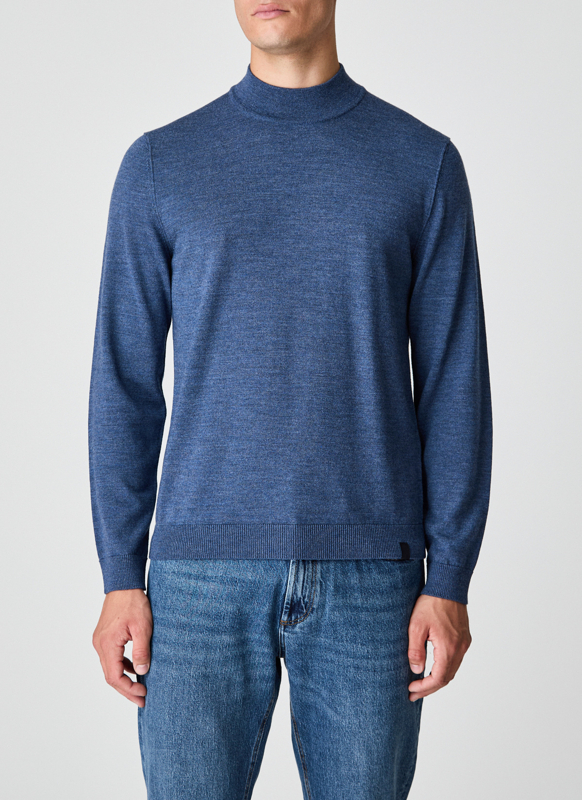 Pullover Stehkragen 1/1 Arm, Nimes Blue Detailansicht 1