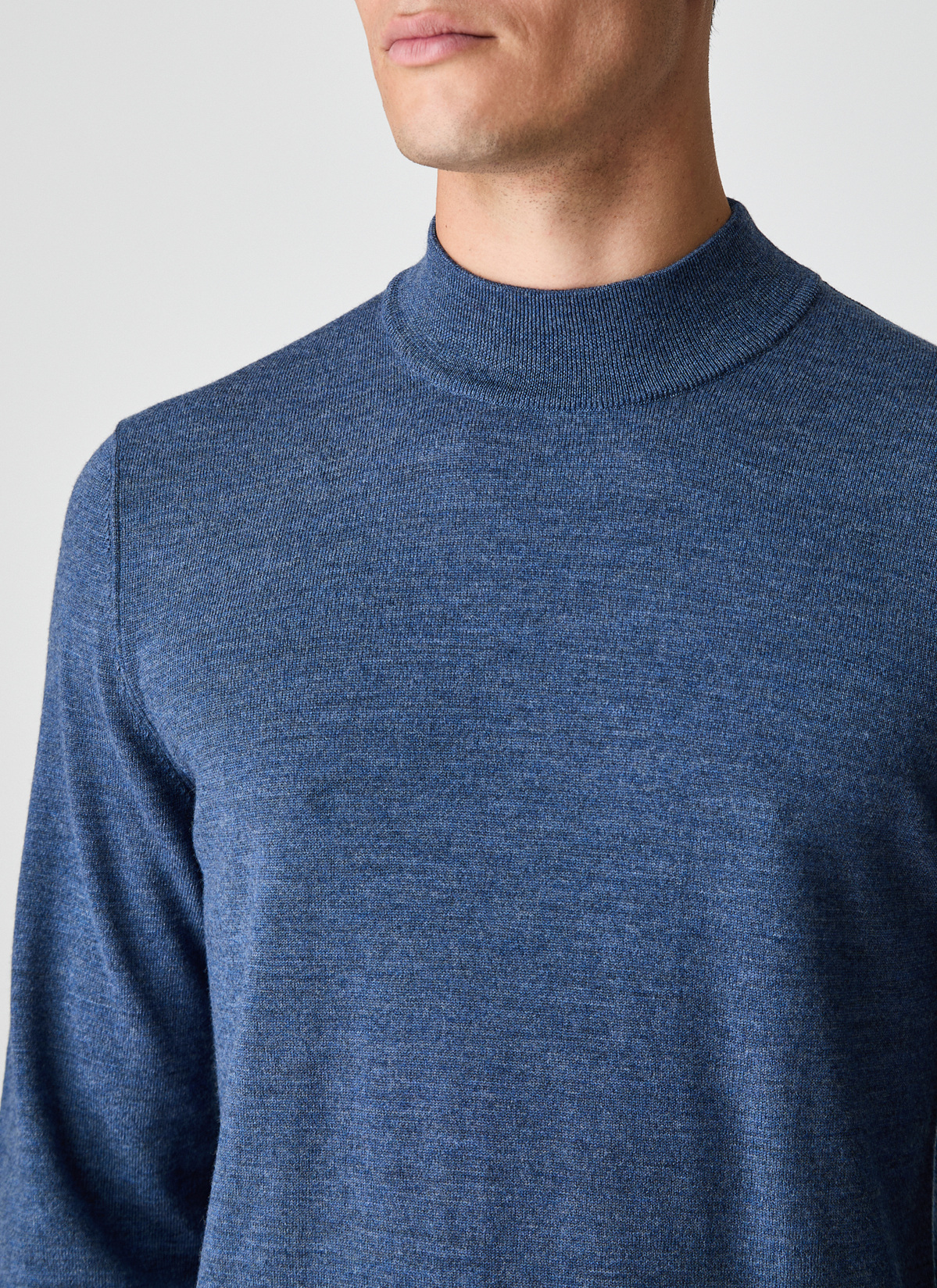 Pullover Stehkragen 1/1 Arm, Nimes Blue Detailansicht 2