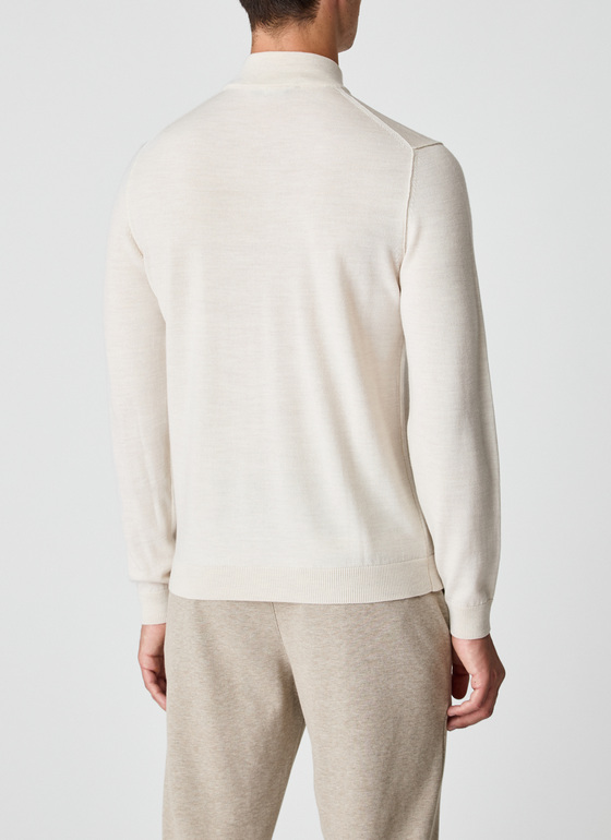 Pullover Stehkragen 1/1 Arm Off White Frontansicht