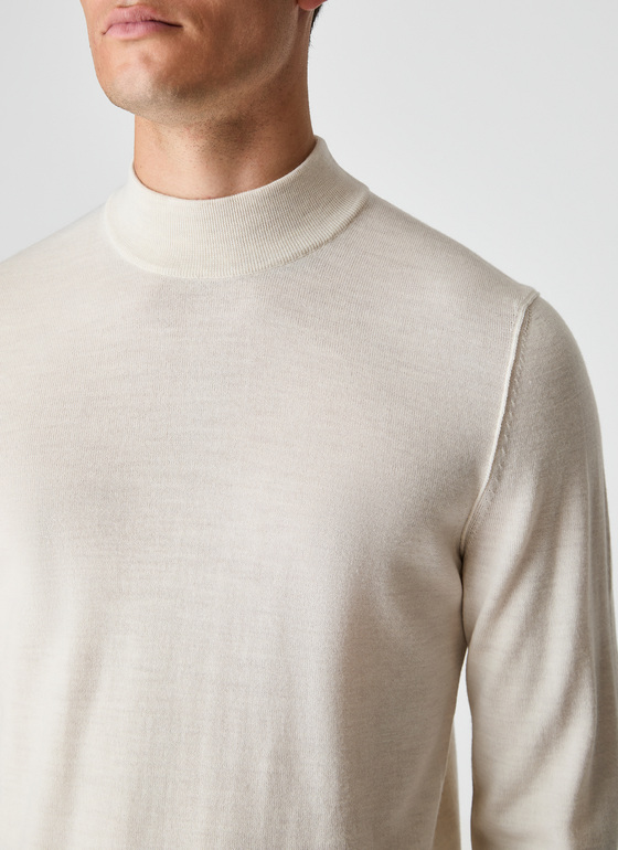 Pullover Stehkragen 1/1 Arm Off White Frontansicht