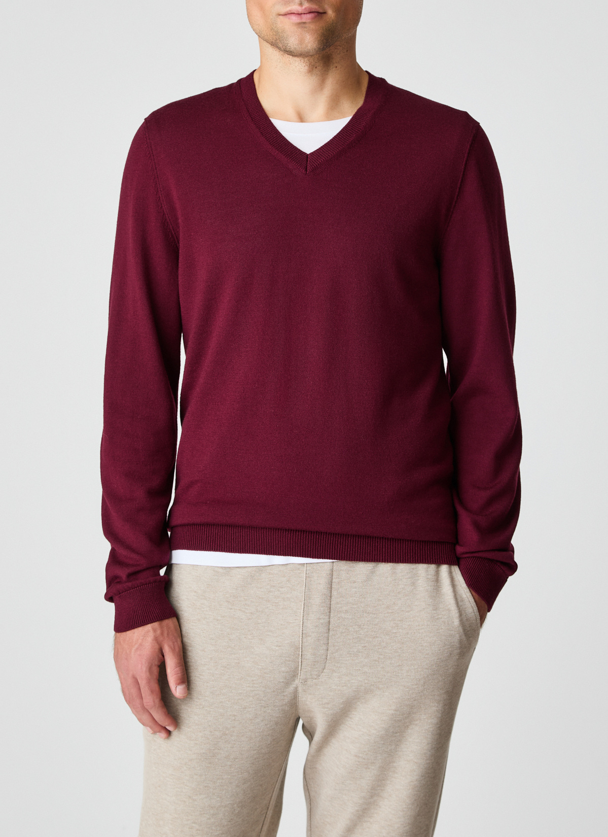 Pullover V-Ausschnitt 1/1 Arm, Barolo Wine Frontansicht