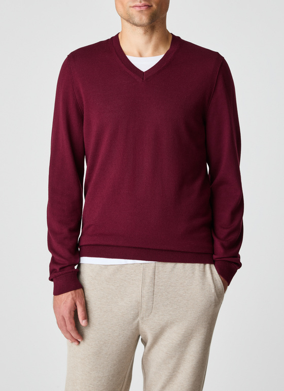 Pullover V-Ausschnitt 1/1 Arm Barolo Wine Frontansicht
