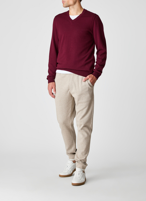 Pullover V-Ausschnitt 1/1 Arm Barolo Wine Frontansicht