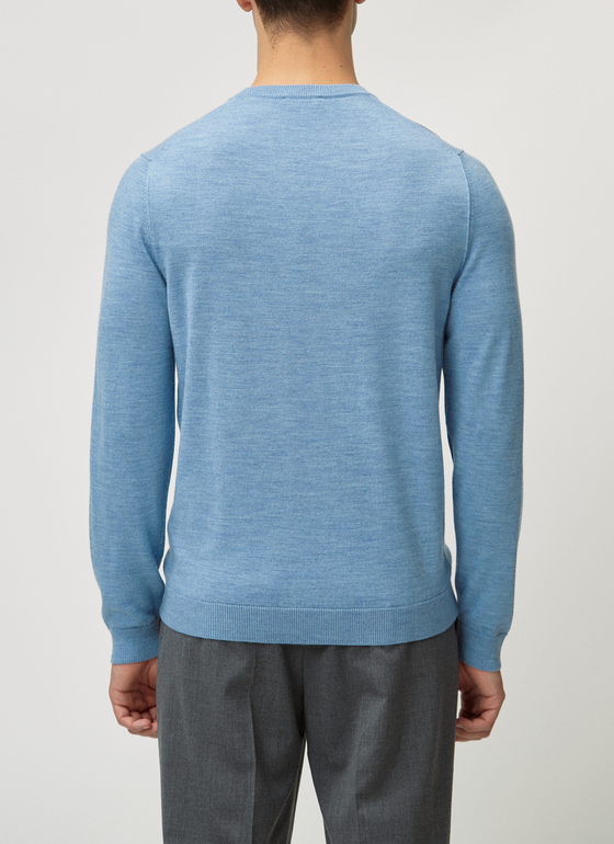 Pullover Rundhals 1/1 Arm Whispering Blue Frontansicht