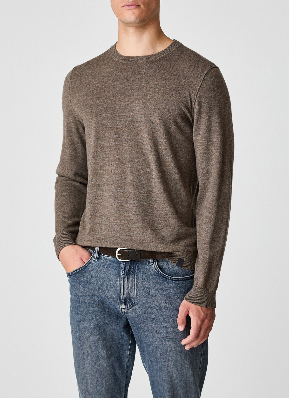 Pullover Rundhals 1/1 Arm, Hardwood Frontansicht