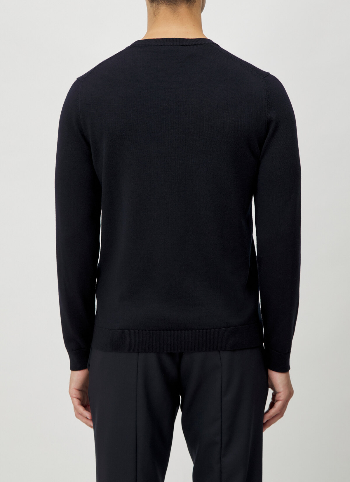 Pullover Rundhals 1/1 Arm, Navy Rückansicht