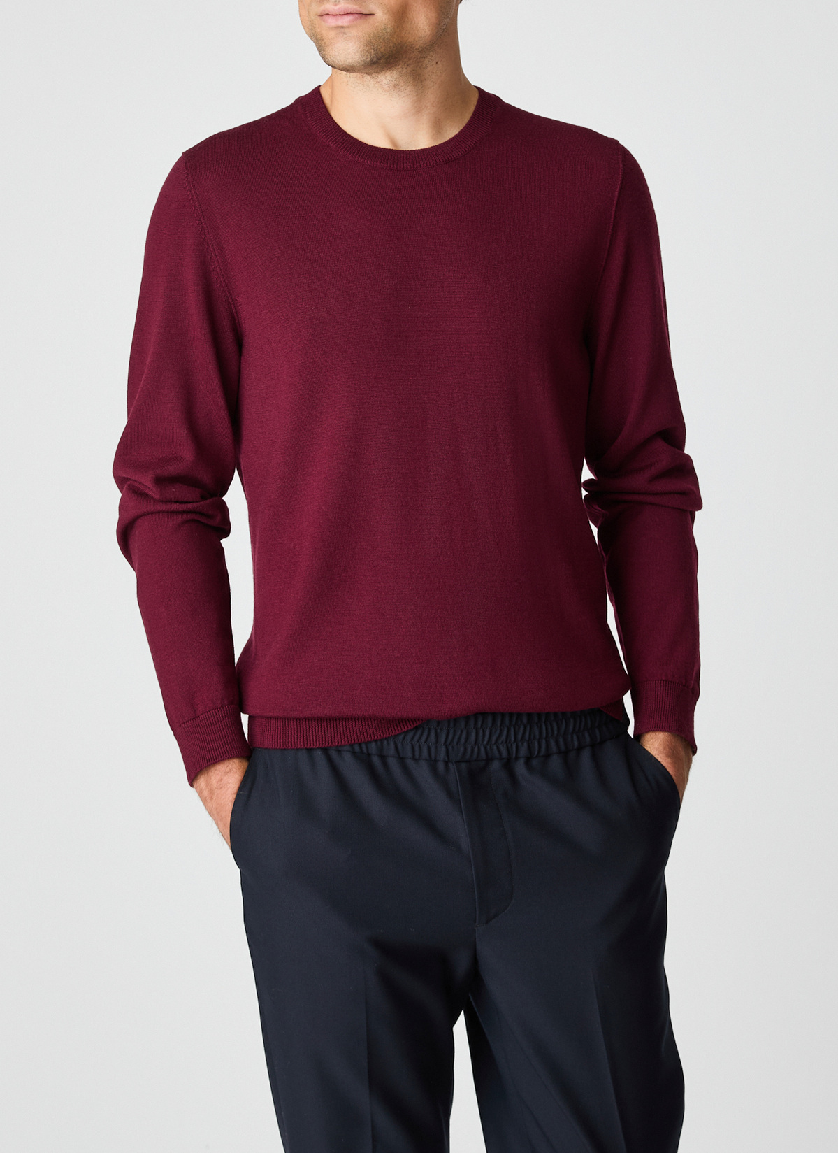 Pullover Rundhals 1/1 Arm, Barolo Wine Frontansicht