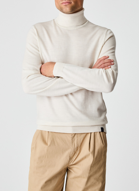 Pullover Rollkragen 1/1 Arm Off White Frontansicht