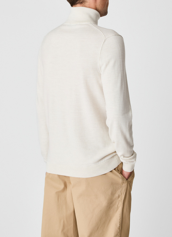 Pullover Rollkragen 1/1 Arm Off White Frontansicht