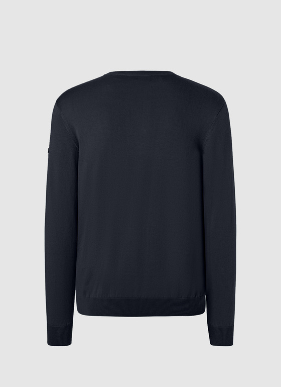 Pullover Rundhals 1/1 Arm Navy Frontansicht