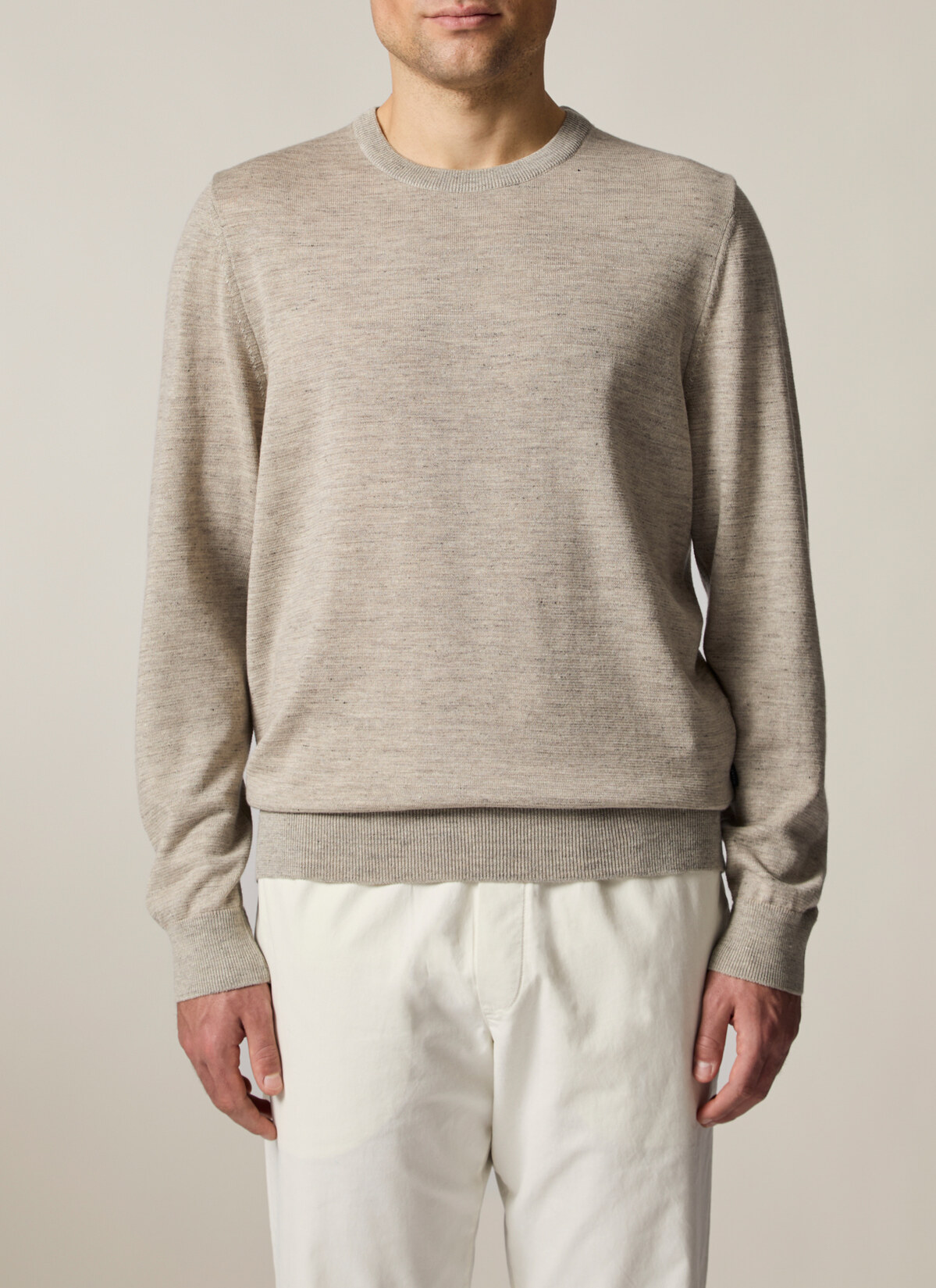 Pullover Rundhals 1/1 Arm, Fine Flour Frontansicht