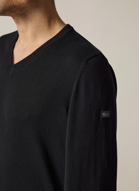 Pullover V-Ausschnitt 1/1 Arm Black Frontansicht