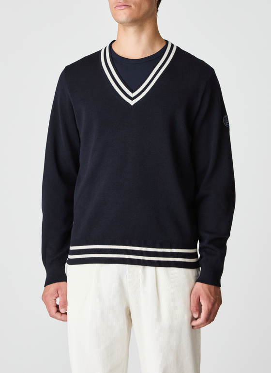 Pullover V-Ausschnitt 1/1 Arm Navy Frontansicht