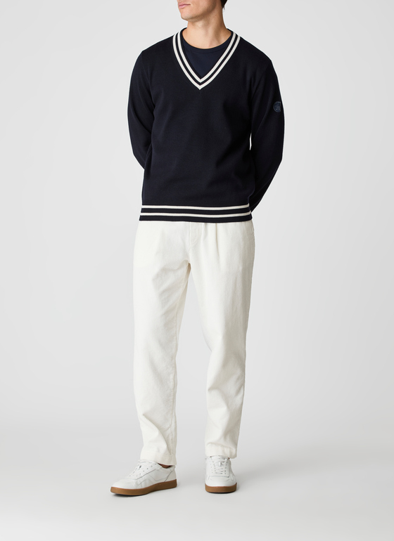 Pullover V-Ausschnitt 1/1 Arm Navy Frontansicht
