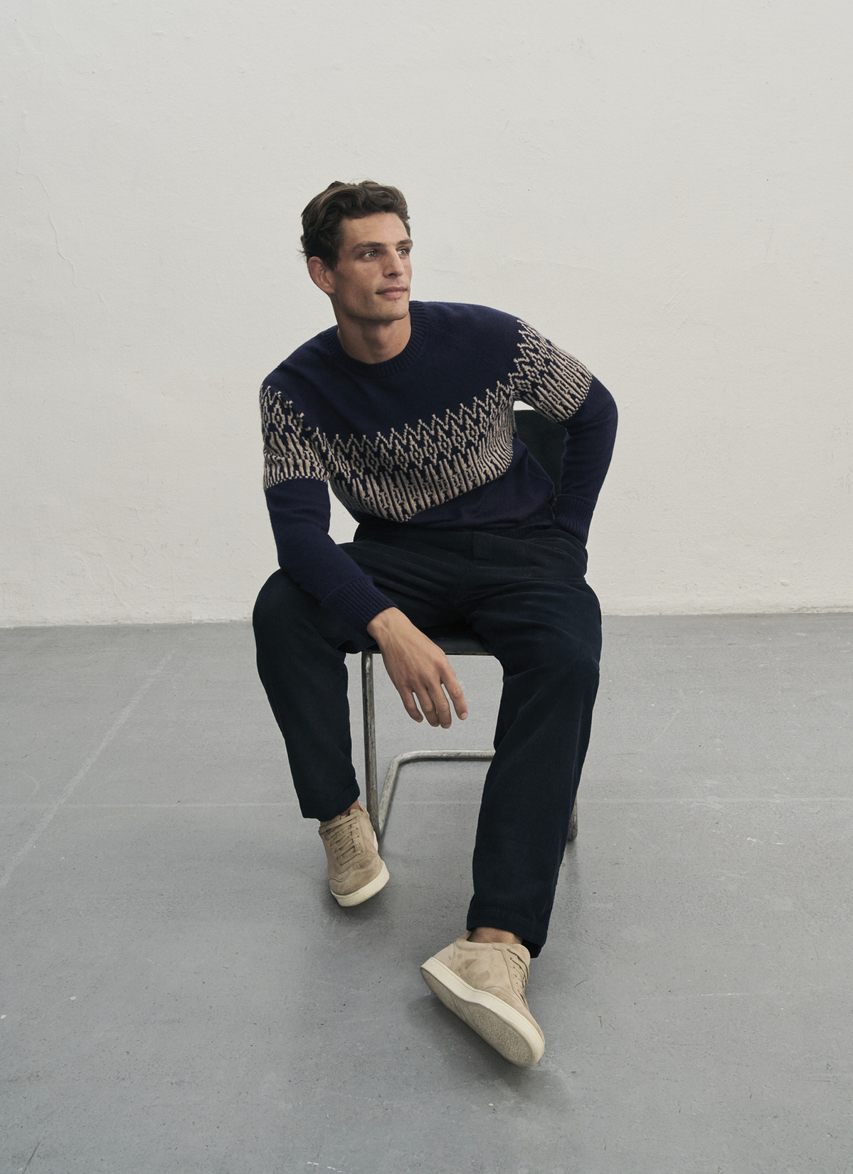 Pullover Rundhals 1/1 Arm, Nightfall Blue Frontansicht