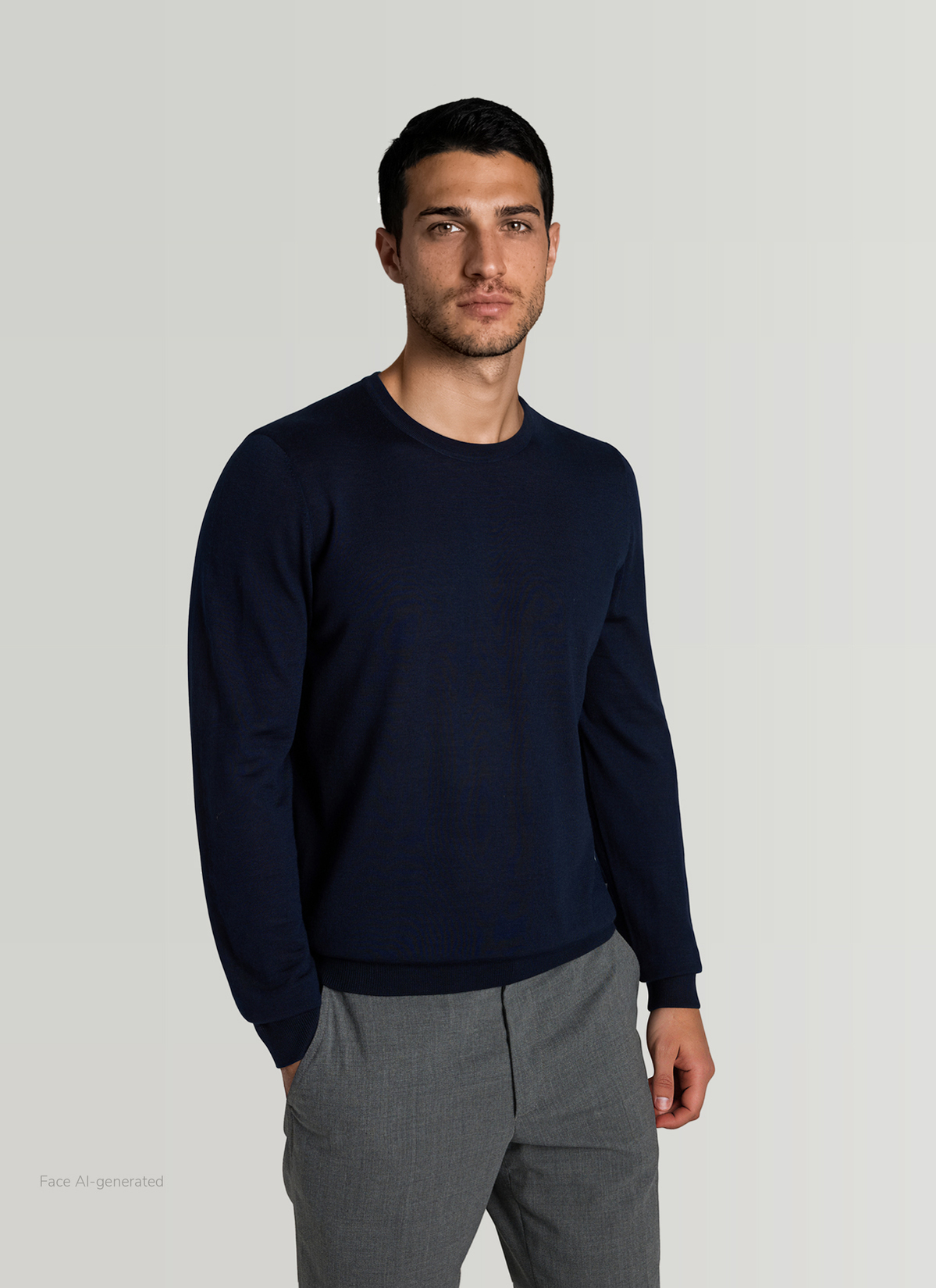 Pullover Rundhals 1/1 Arm, Midnight Blue Frontansicht