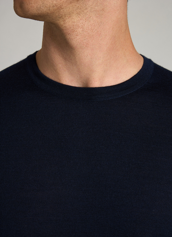 Pullover Rundhals 1/1 Arm Midnight Blue Frontansicht