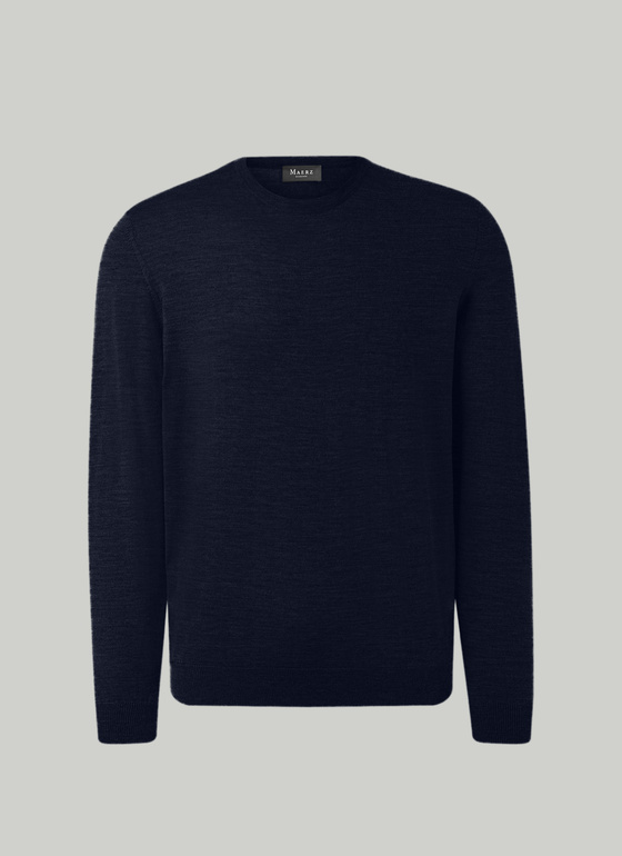Pullover Rundhals 1/1 Arm Midnight Blue Frontansicht