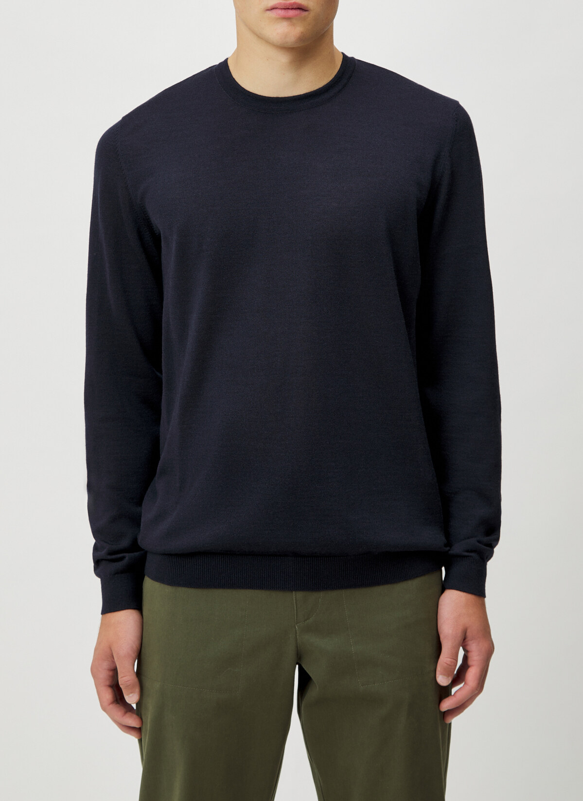 Pullover Rundhals 1/1 Arm, Navy Frontansicht