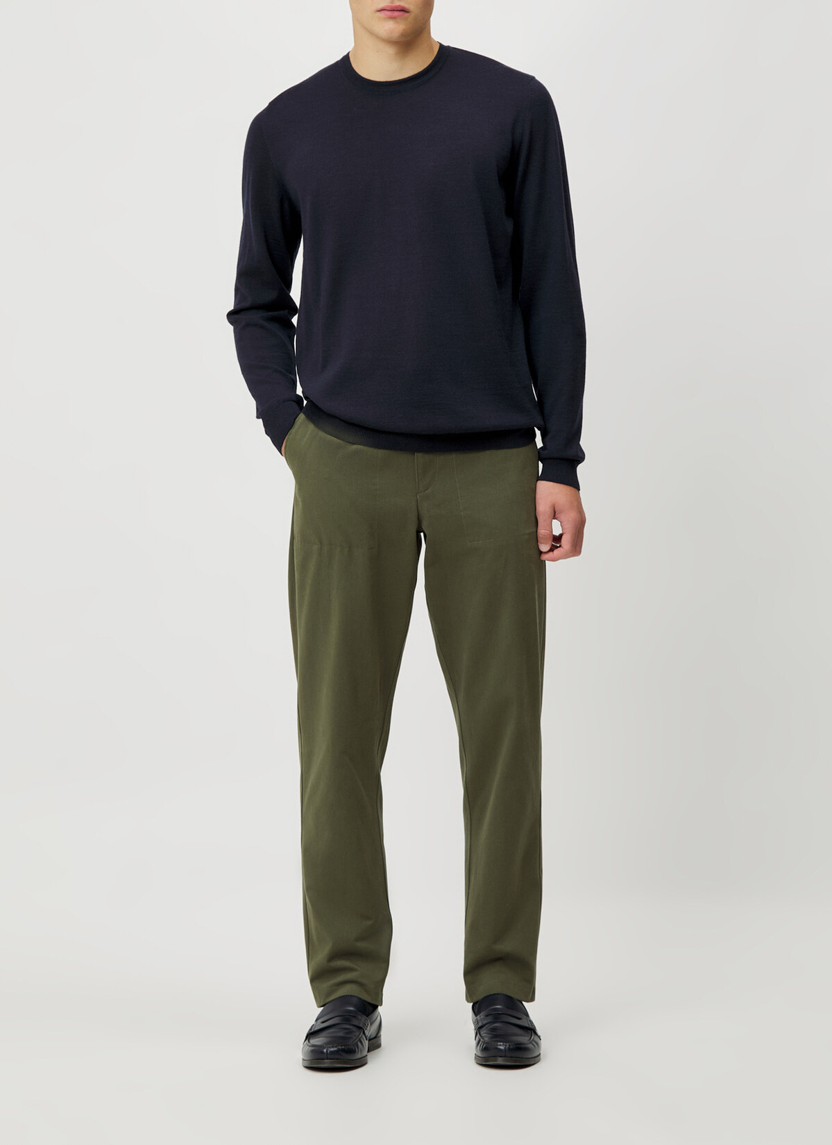 Pullover Rundhals 1/1 Arm, Navy Detailansicht 2