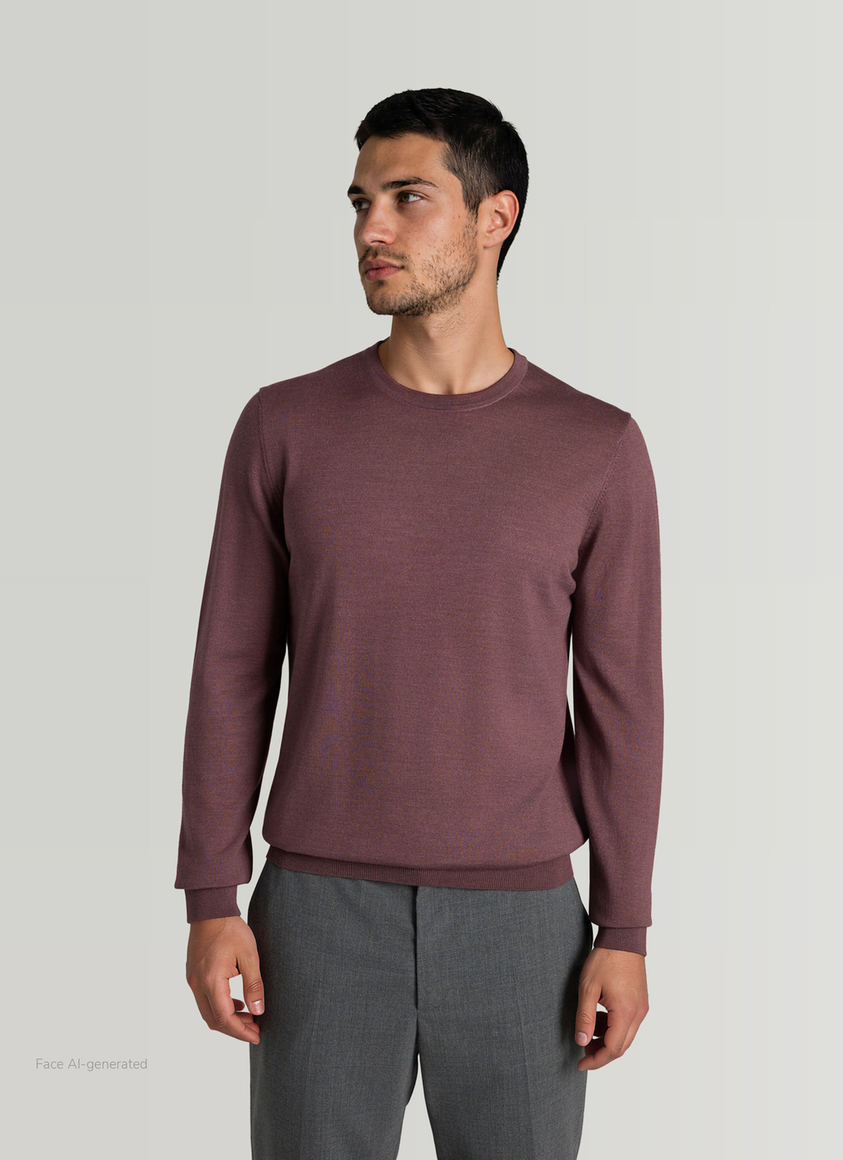Pullover Rundhals 1/1 Arm, Mellow Cherry Frontansicht