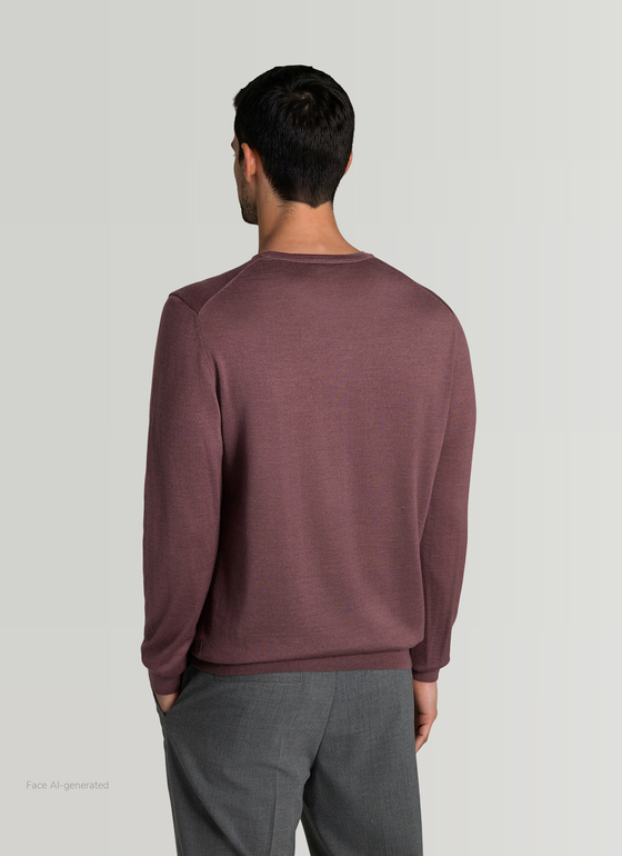 Pullover Rundhals 1/1 Arm Mellow Cherry Frontansicht